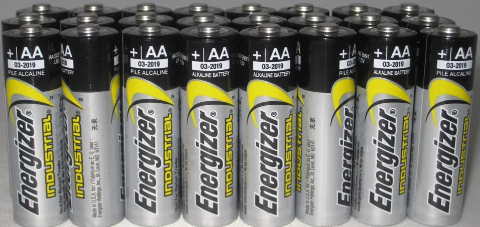 24 Pk New Energizer Industrial AA Batteries Exp 2023 With Free Holder!