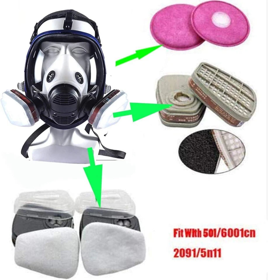 15/19 in1 Set For 6800 Facepiece Respirator Gas Mask Full Face Spraying Painting