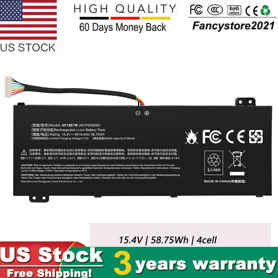 NEW AP18E7M AP18E8M Battery For Acer Nitro 5 AN515-54 AN517-51 Nitro 7 AN715-51