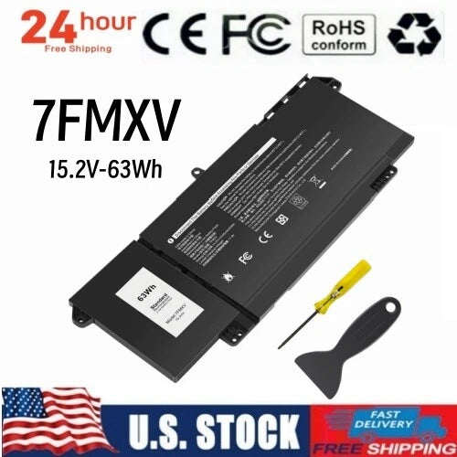 7FMXV Battery For Dell Latitude 5320 7320 7420 7520 9JM71 1PP63 TN2GY 63Wh 15.2V