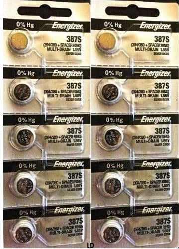 ENERGIZER 387S 394/380 + Spacer Ring Brand New Battery Authorized Seller