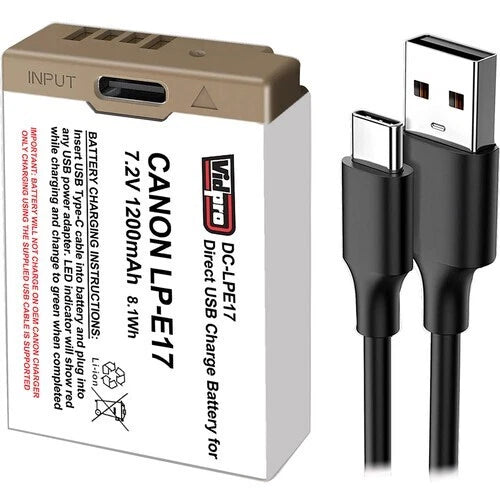 Premium Tech DC-LPE17 Rechargeable Battery with Built in USB Charging Port