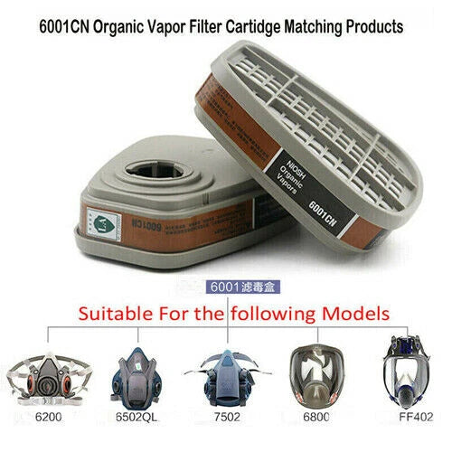 2Pcs (1pair) Cartridge Filter 6001CN For 6800 6200 7502 Painting Gas Respirator