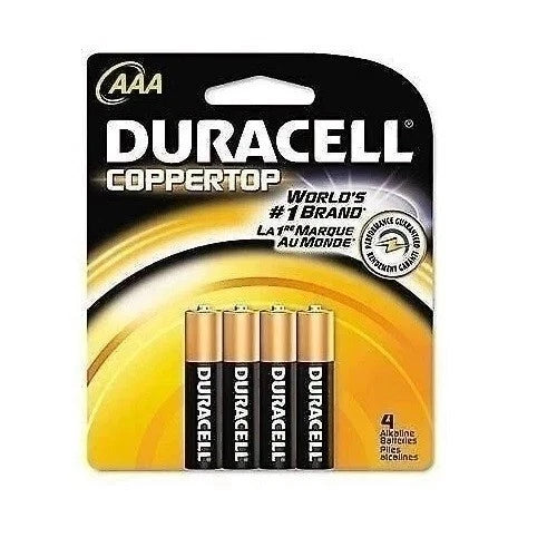 Duracell, MN2400B4Z, Standard Battery, AAA, Alkaline, PK4,Black