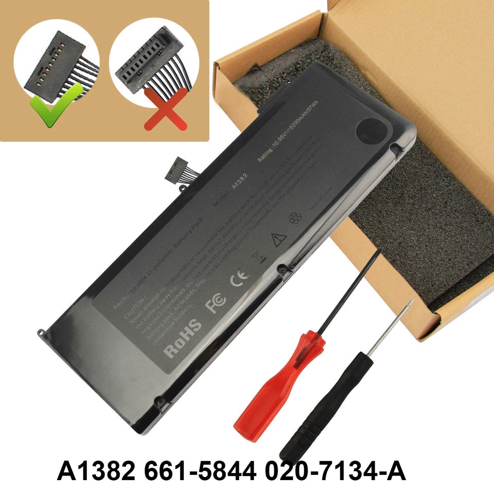 A1382 A1286 Battery for Apple MacBook Pro 15" Early 2011 Mid 2012 10.95V/77.5Wh