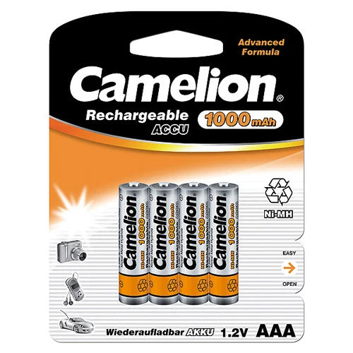 AAA Ni-Mh 1000 mAh Rechargeable Batteries 4 pack