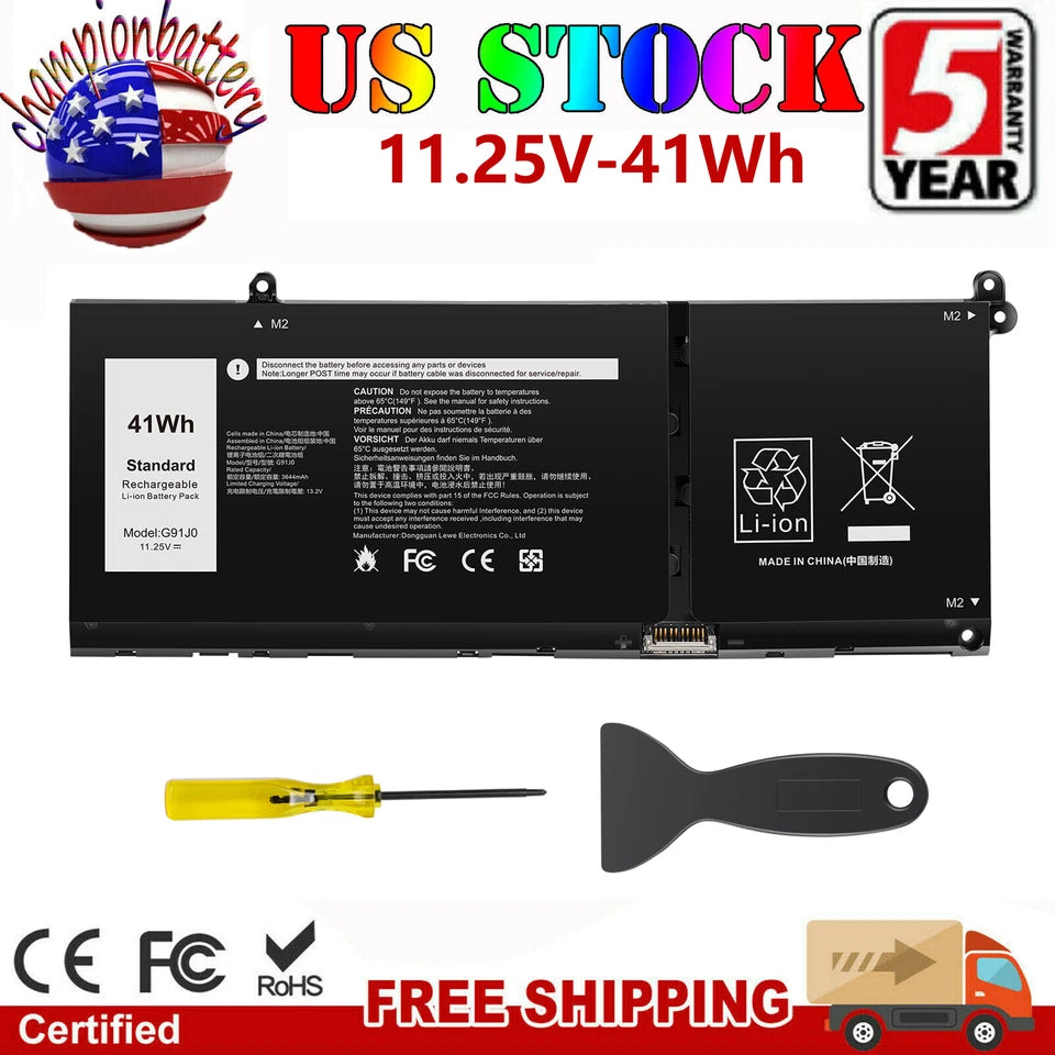 G91J0 Battery for Latitude 3320 3420 3520 Inspiron 15 3515 3511 3520 5410 2 in 1