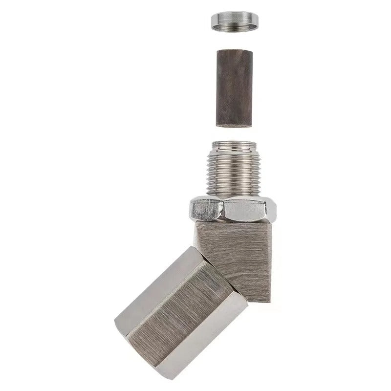 Automotive 45° Oxygen O2 Sensor Spacer Extension 304 Stainless Steel with Mini Catalytic Catalyst